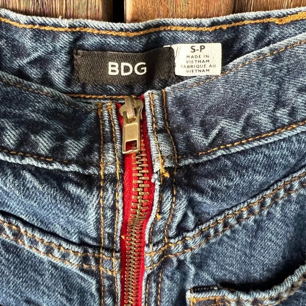 Urban Outfitters BDG Denim Red Zip Front Mini Skirt Size S